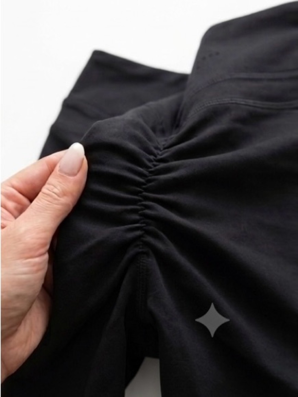 Black Ruched Performance Bike Shorts - Picture 2 of 5